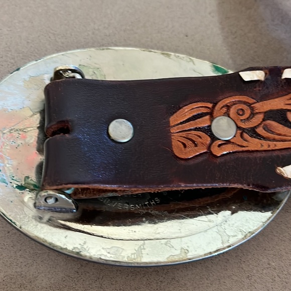 Vintage Comstock silversmiths buckle with custom made hand laced leather belt - Picture 16 of 16